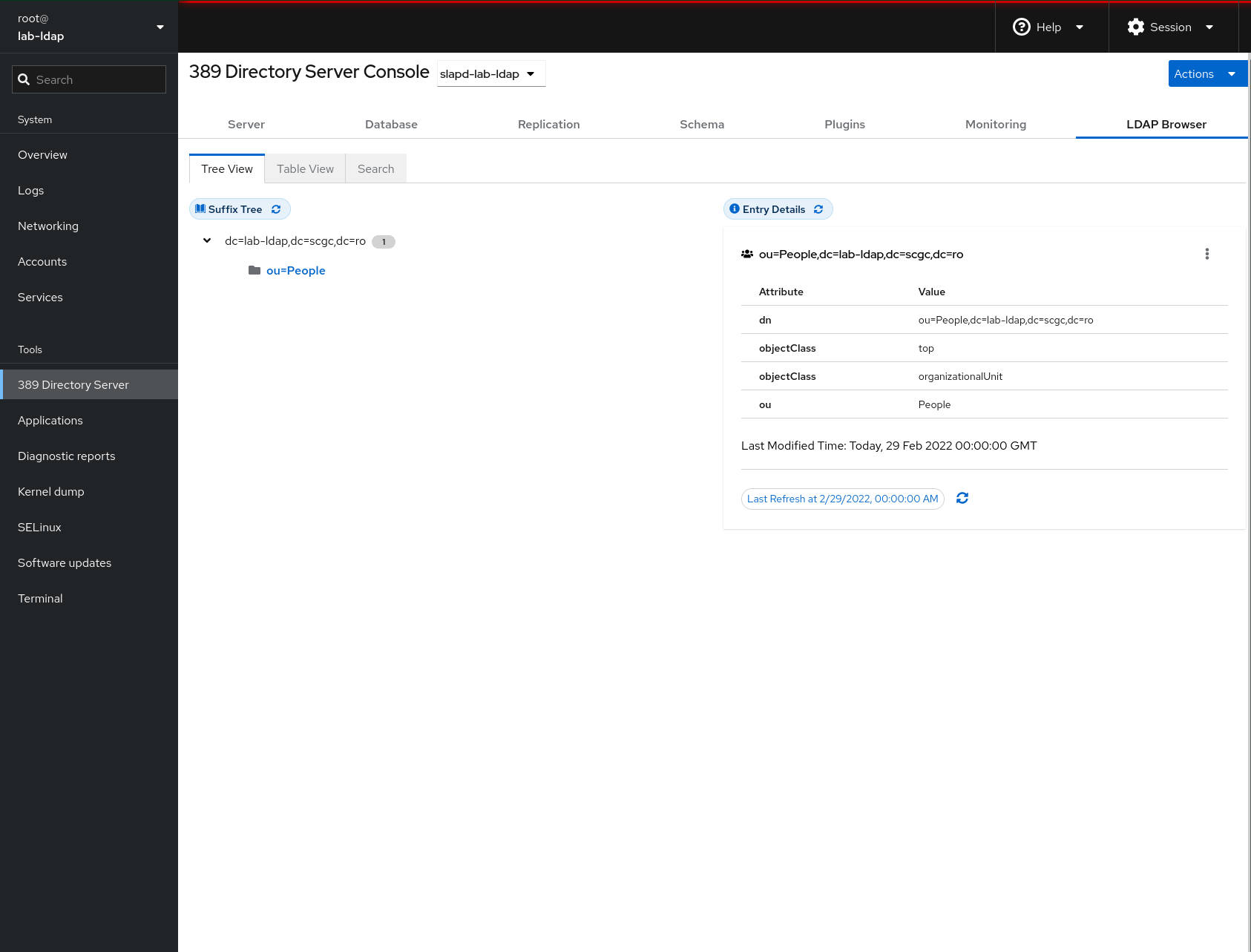 389 directory server OU entry menu